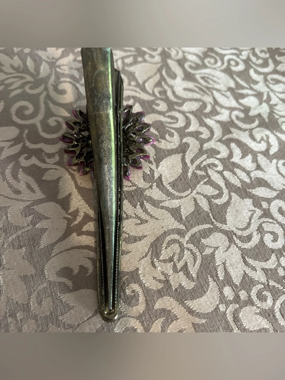 Vintage Hair Clip Purple Jeweled  Gold Tone Floral Fashion Hairstyle